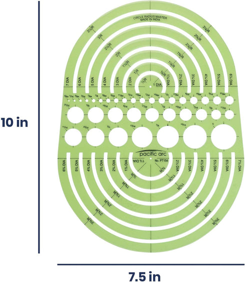 Pacific Arc Circles Radius Master Template Guide, 36 Perfect Circles from 1/2 Inch to 3 3/4 Inch Radius