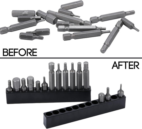 20 Pcs 12 Holes Hex Shank Bit Holder, Screwdriver Head Storage Case, Plastic Drill Bit Organizer for 1/4 Inch Hex Shank