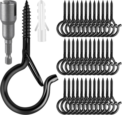 FSAH Q Hangers 100 Pack Screw-in Hooks for Outdoor String Lights, Swivel Hanging