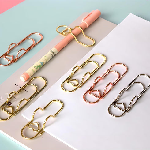 Zrwcvxy 15 pcs Multifunctional Pen Clips, Large Size Paperclip Holders for Notebooks and Papers, Gold/Silver/Rose Gold