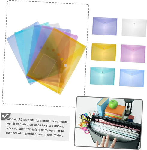 Plastic Envelope, 30pcs Poly Envelopes with Snap Closure, A5 Letter Size File Bag for Office School Work