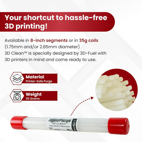 3D Fuel 3D Clean Printer Nozzle Cleaning Filament, 50 Sticks 1.75mm +/- 0.03mm, Made in USA