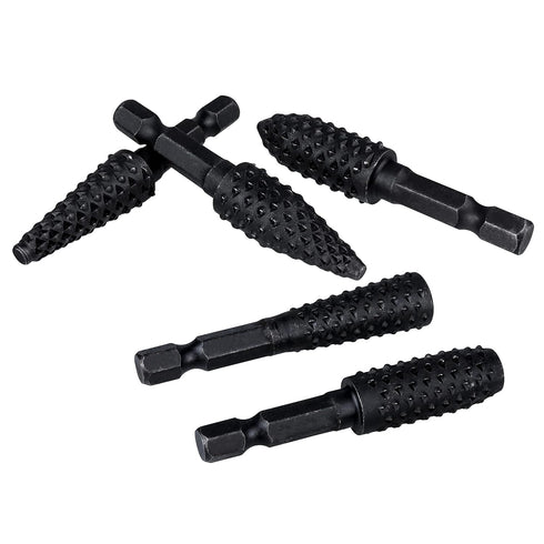 Yakamoz 10Pcs 1/4 Inch Hex Shank Rotary Rasp File Set - Wood Carving Burrs Drill Bits for Wood Polishing