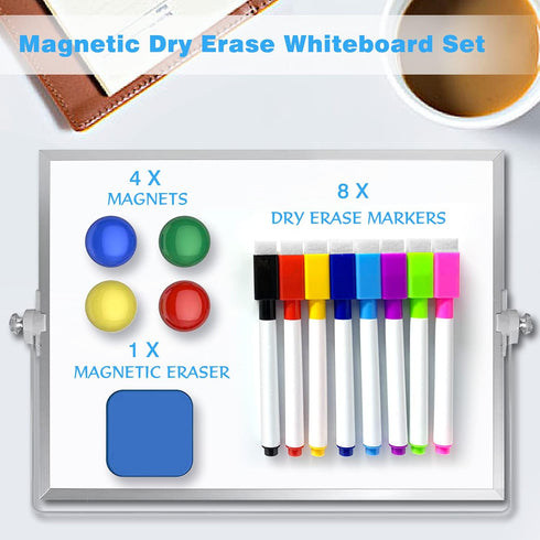 OWill Dry Erase White Board, 8” x 12”, Mini Whiteboard with Stand, Portable Double-Sided Easel for Kids