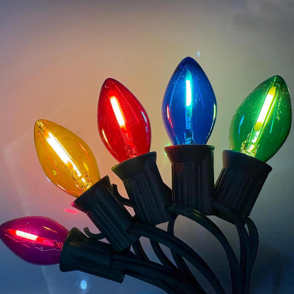 26Ft C7 LED Multicolor Christmas Lights Outdoor, Vintage Christmas String Lights with