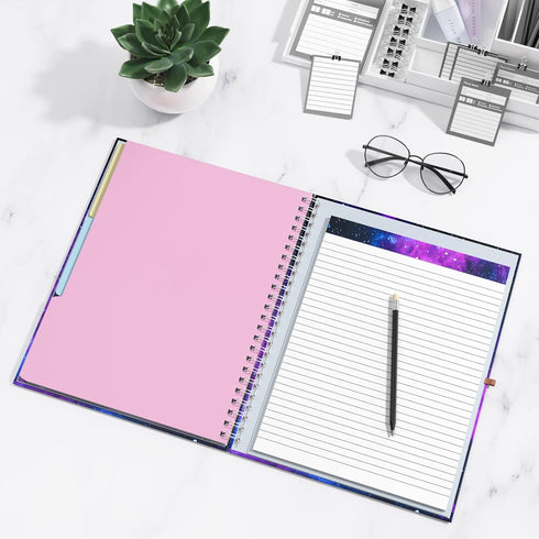 Rimilak Spiral Clipboard Folio with Refillable Lined Notepad, 14.5 x 9.8 Inch, Cute Stylish Clipfolio, Galaxy