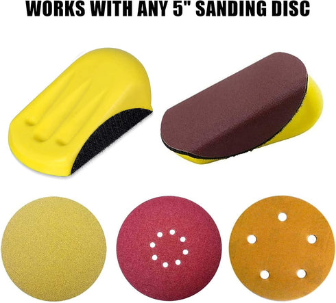 VIBRATITE 5 Inch Hook and Loop Mouse Hand Sanding Block for Woodworking and Furniture Restoration (2PCS)
