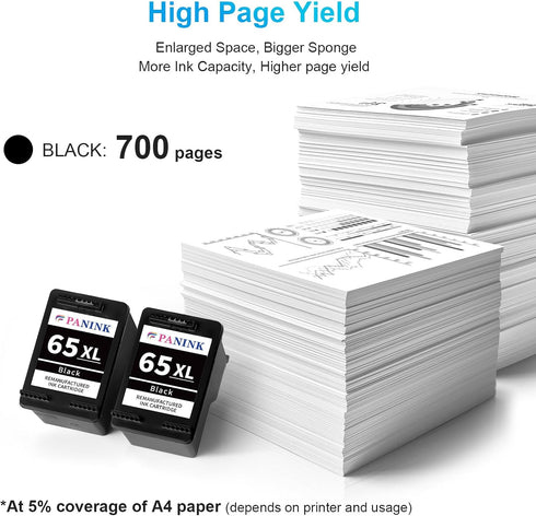 Remanufactured HP 65 XL Ink Cartridge Replacement for HP Printer 65 Ink for HP 3755 3752 2655 3722 3758 2652 5055 5052