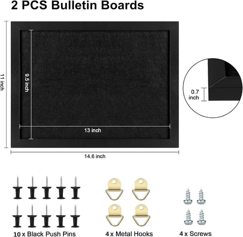 TORASO Cork Board Bulletin Board, 11“x14.5” - 2p Cork Boards for Walls with Pins, Eye Bolts, Screws