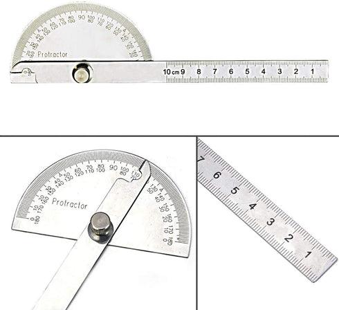 Nortools 0-180 Round Head Protractor, Stainless Steel Angle Finder Ruler