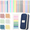 Lincia 30 Pcs Aesthetic School Supplies, 6 Cute Mechanical Pencils, 5 Colored Ballpoint Pens, 5 Quick Dry Pens (Navy)