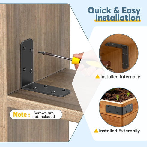 3"3"1.2" 90 (Black-8PCS) L Bracket for Wood, Degree Angle Bracket, Galvanized Corner Brace for Wood Post, Floating