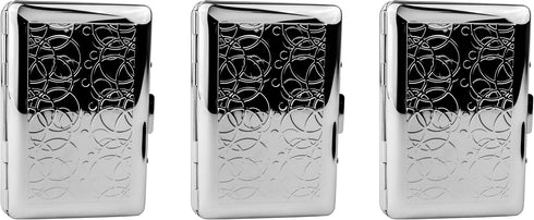 Stephanie Imports Set of 3 Chrome-Plated Credit Card Holders with Accordion Dividers, Victorian Print