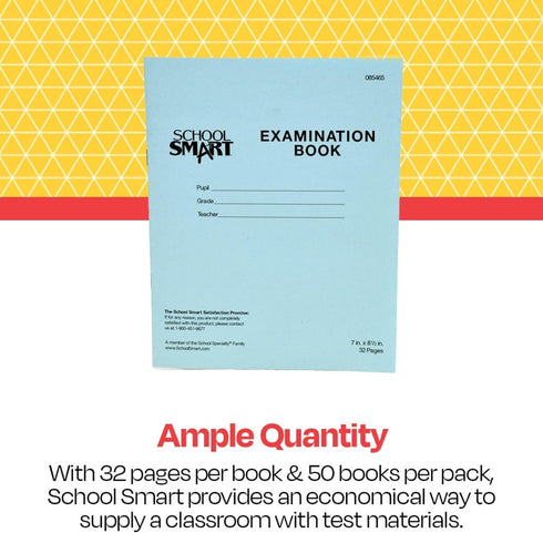 School Smart Examination Blue Book - 32 Pages, 7 x 8-1/2 Inches - Pack of 50