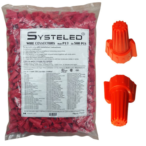 Red Winged Electrical Wire Bulk, 500 Pack Large Twist-on P13 Type Screw Terminals, 18-8 AWG 600V Connectors