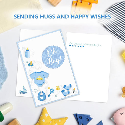 D24TIME 3D 5.5 8in New Baby Boy Card - Blue Baby Shower Card for Boy Welcome Newborns Congratulations Birth