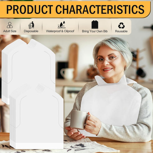 Waterproof Adult Bibs for Men & Women - Oil-Proof Plastic Clothing Protectors