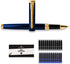 Dryden Designs Fine Nib Fountain Pen - Includes 24 Ink Cartridges, 12 Black and 12 Blue for Smooth Elegant Writing