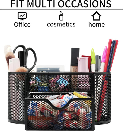 Desk Organizers and Accessories, 8 Compartments with 1 Pullout Drawer for Home, School, Office Supplies