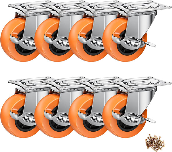 2 Inch Casters, ASHGOOB Caster Wheels with Side Brake, Locking Casters Set of 8 for Workbench and Carts