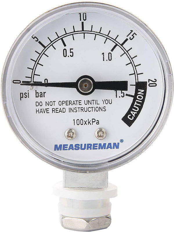 MEASUREMAN 2" Dial Stainless Steel Pressure Cooker Gauge, Pressure Canner Gauge, Lower Mount, Includes Hexagon Gasket