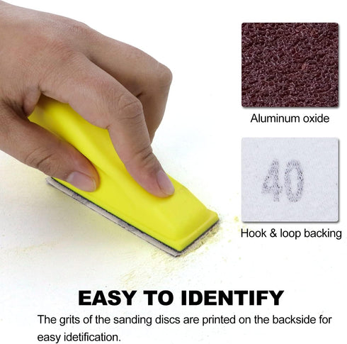 POLIWELL Micro Sanding Tools 3.5 x 1 Detail Sander for Small Projects, Mini Handle Sander Kit+ Sandpaper 40 80 120 180 240 400 600 Grit for Crafts Wood Finishing Tight Narrow Spaces, 120 PCS