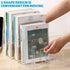 Marte Vanci Clear Acrylic File Sorter - Sturdy Desk Organizer Shelf with 4 Sections for Letter, Cookbooks, Home Office