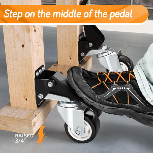 SOLEJAZZ Workbench Caster Kit, 880 LBS Capacity, 3" Heavy Duty Retractable Caster, All Steel Construction, 4 Casters