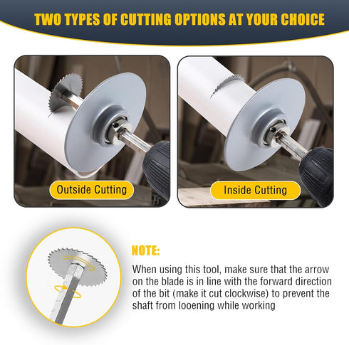 Inside Pipe Cutter Tool for PVC Pipe, Adjustable Depth Gauge, 5Pcs Saw Blades and Hex Shank (Silver)