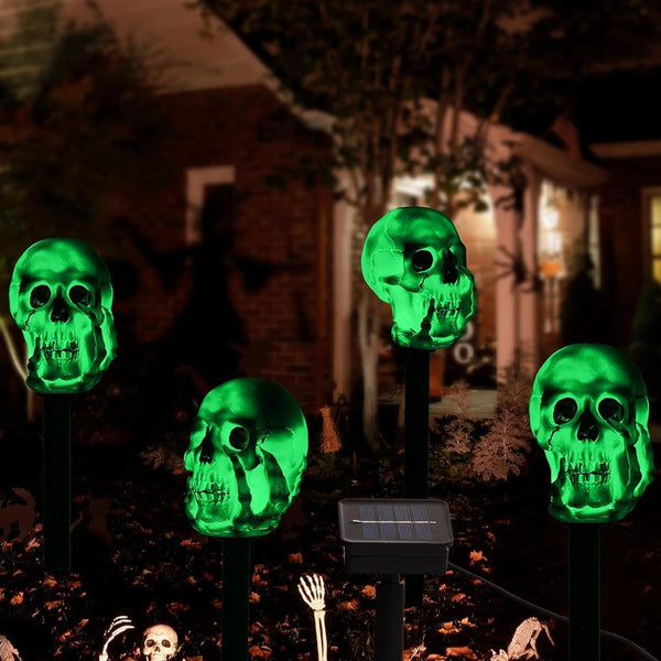 HUYIENO Solar 4pcs Halloween Pathway Lights LED Lights Outdoor Waterproof Halloween Decorations