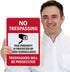 SmartSign 14 x 10 inch “No Trespassing” Metal Sign - Property Protected by Surveillance, Red, Black and White