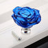 Yetaha Blue Crystal Drawer Knobs, 5PCS Rose Shape Glass Handles for Cabinet Pulls, with Screws