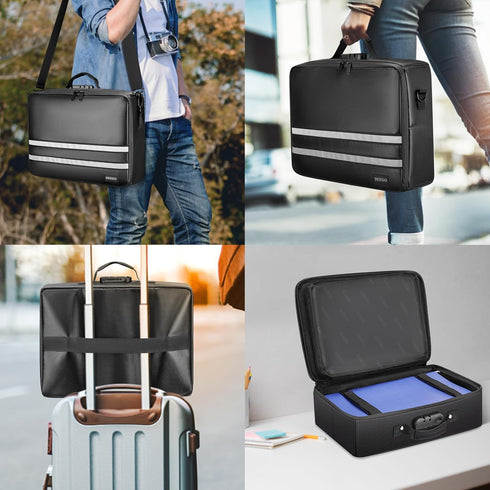 DEEGO Fireproof Document Bag with Lock, Portable Waterproof File Organizer for Important Documents, Home Office