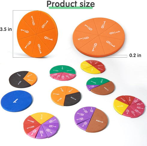 stochastic box 51 Set, Magnetic Fraction Tiles Circles pcs Fraction Bars Rainbow Math Manipulatives for Preschool