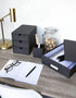 Bigso Box of Sweden Ingrid 3-Drawer Desk Organizer: Durable Fiberboard with Drawers for Office Supplies, Stackable