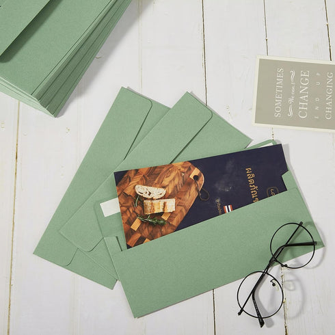 Wishop 50 Pack Sage-Green #10 Business Envelopes Self Seal for Office, 4.13 x 9.49 Inches