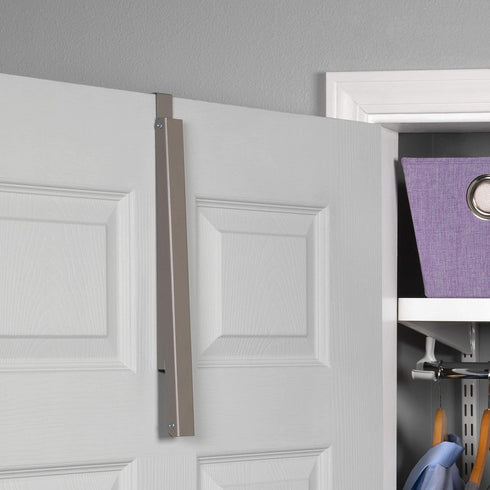 HOLDN’ STORAGE Over The Door Hanger, Single Foldable Rack Organizer for Coats, Clothes & Towels, Satin Nickel