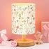 VIHOSE Wildflower Kids Table Lamp for Bedroom Kids Bedside Lamp with Linen Wooden Nightstand Cartoon Nursery Lampshade