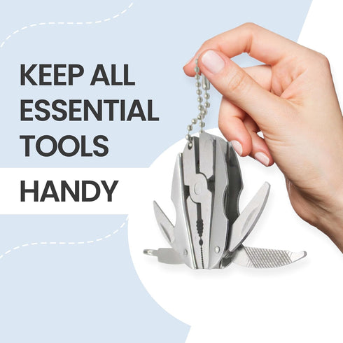 Mini Multitool Keychain Set - 6-in-1 Pocket Tool, Multifunctional Plier, Wire Strippers, Phillips Screwdriver, Knife,