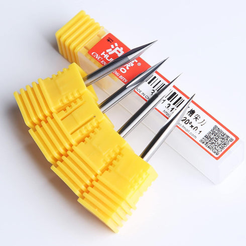 5PCS CNC Router Bits, 20 Degree 1/8 Shank, 2 Flutes, Engraving V Bits for Wood, Plywood, MDF, Stainless Steel