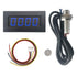 DIGITEN 4 Digital LED Tachometer RPM Speed Meter + Hall Proximity Switch Sensor NPN Blue
