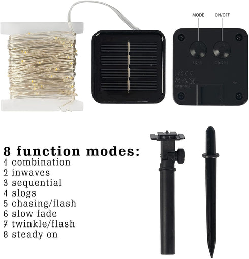 2 Pack 80FT 240LED 8 Dazzle Bright Solar String Lights Outdoor, Total Solar Powered Waterproof Fairy Lights Modes