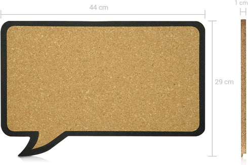 Navaris Cork Board Bulletin Board - Rectangular Speech Bubble Design 11 x 17 in, includes 5 Pins for Memo Display