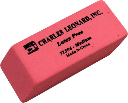 Charles Leonard Eraser, Synthetic, Latex Free, Wedge Shape, Pink, Medium, 24/Box (71504)