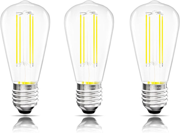 Edison Bulbs E26 Medium Base 2700K Soft White, 750LM ST19 Vintage LED