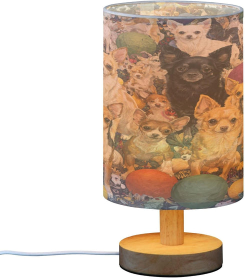 Glaphy Chihuahuas Dogs and Balls Table Lamp Nightstand Lamp with USB Port Bedside Desk Lamps for Living Room Bedroom