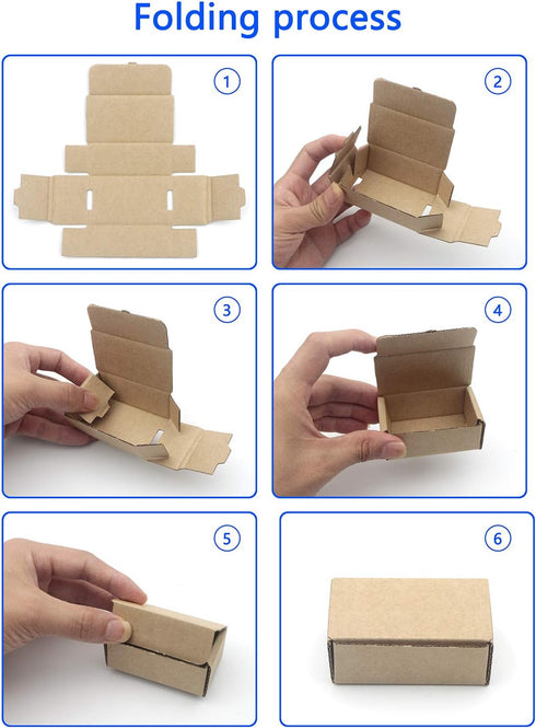 Ellbest 50Pcs Foldable Kraft Boxes, Rectangular Recyclable Cardboard for Packing, Shipping, Storage, 1.96x1.96x0.78