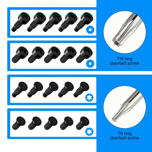 Replacement Ring Doorbell Blue Screwdriver T6 T15 & 20Pcs Screws for Ring Doorbell Models