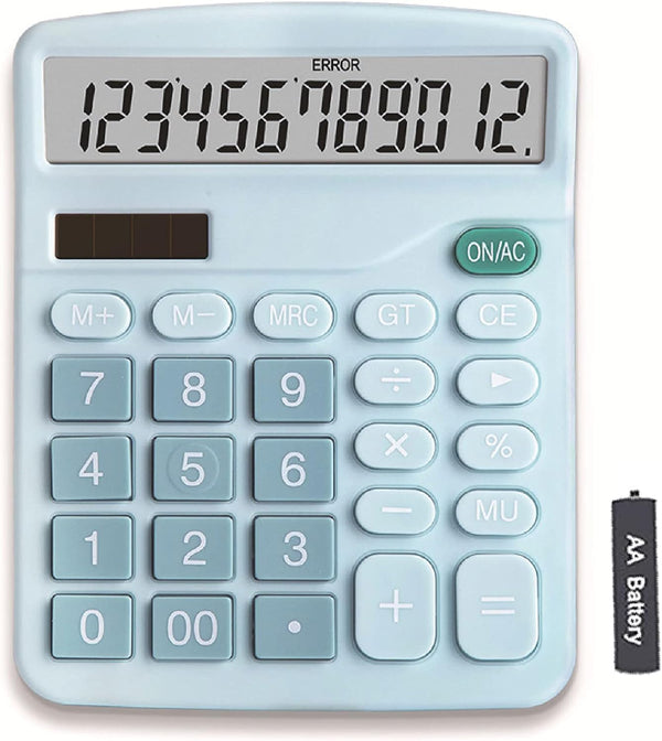 YOUHO Office Desk Calculator, 12-bit Solar Battery Dual Power Standard Function Electronic Calculator with Large LCD