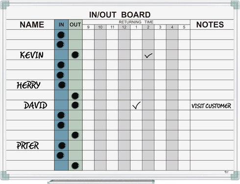 Lockways in and Out Magnetic Dry Erase Board, Employee Planner Board 24" x 18", Colorful Wall-Mounted Aluminum Frame